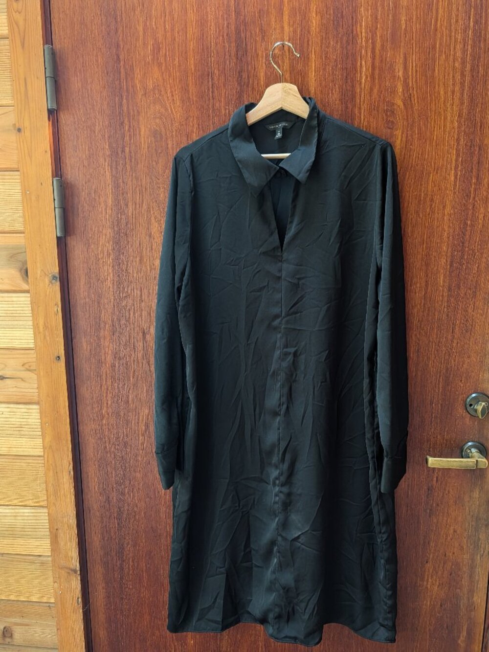 Banana Republic Black Satin Shirt Dress Tunic Tall XL